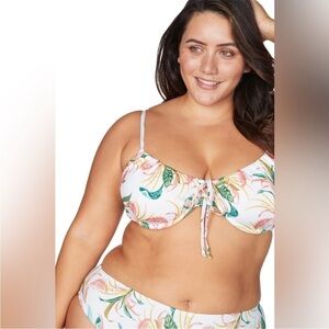 ArteSands April Spritz White Degas Bikini Top Floral Swim D/DD NEW size 14